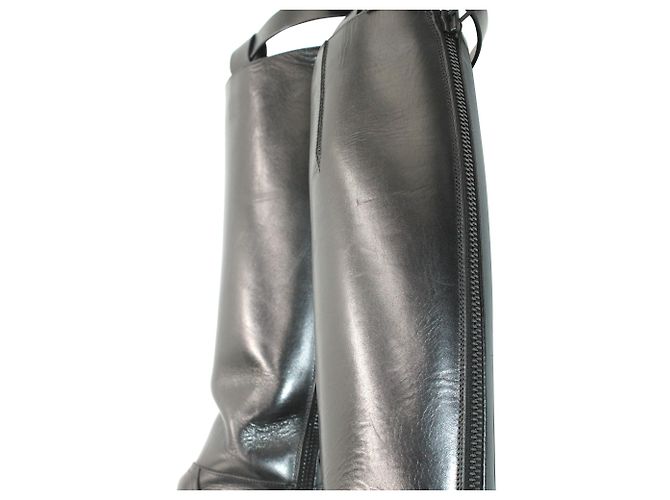 Ann Demeulemeester Bottes Cavalières Stan en Cuir Noir - vue 8