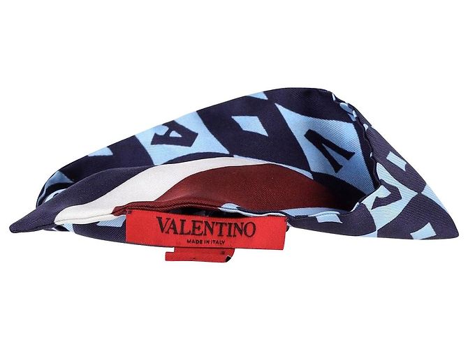Valentino Garavani Sciarpa Valentino con stampa logo in seta blu - vista 2