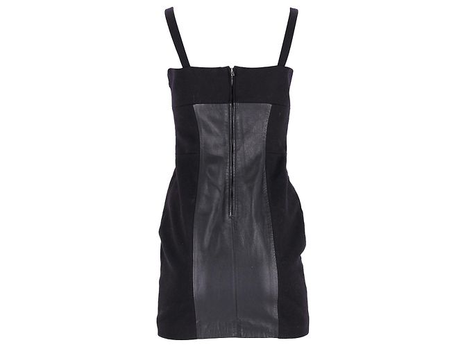 Vestido corsé Joseph Panel de lana y cuero negro - vista 3