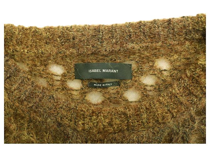 Isabel Marant Grün Beige Woll-Mohair-Pullover mit offenem Strick, perforiert. Top-Größe 38 - Ansicht 4
