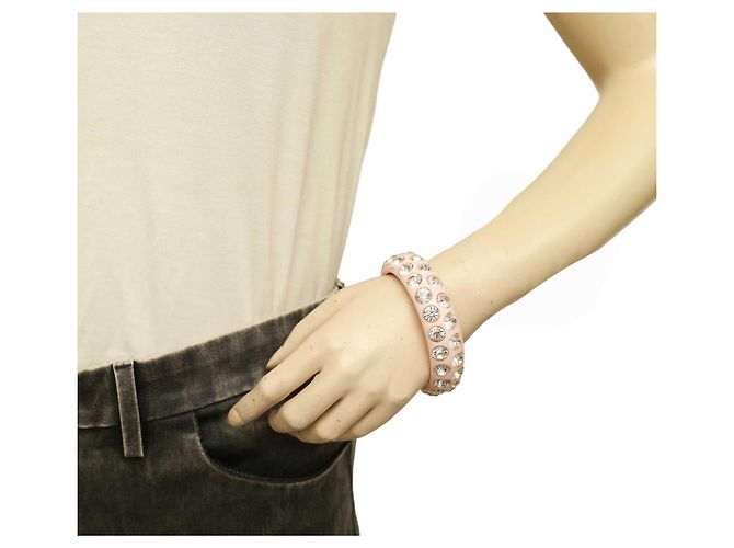 Blumarine bracciale bangle largo da donna con cristalli rosa tempestati di strass lucidi - vista 10