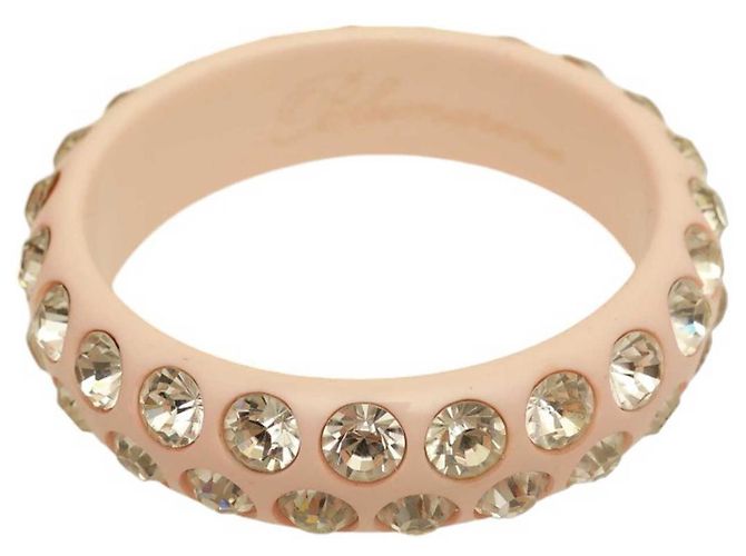 Blumarine bracciale bangle largo da donna con cristalli rosa tempestati di strass lucidi - vista 2