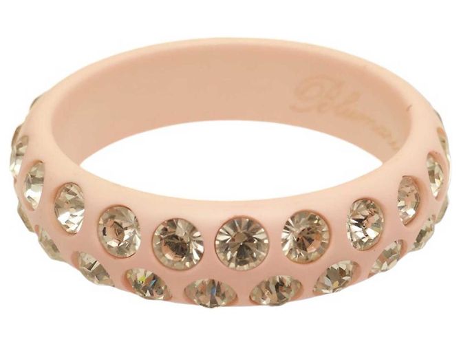 Blumarine bracciale bangle largo da donna con cristalli rosa tempestati di strass lucidi - vista 6