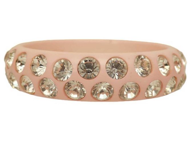 Blumarine bracciale bangle largo da donna con cristalli rosa tempestati di strass lucidi - vista 9