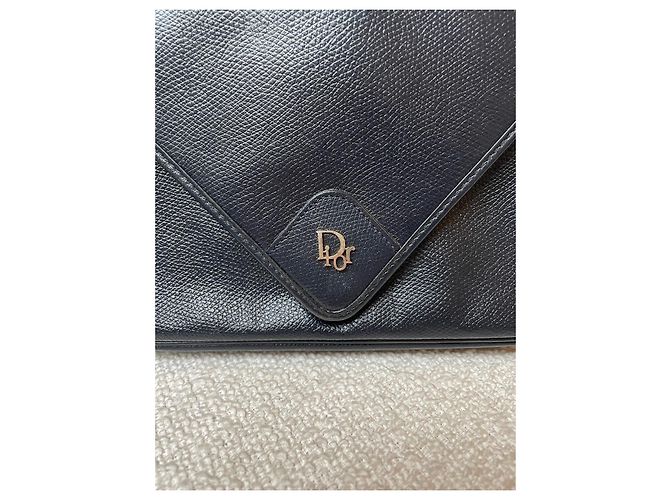 Bolsa de mão Christian Dior em couro azul marinho - vista 2