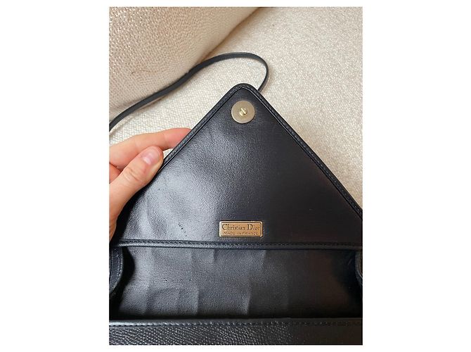 Bolsa de mão Christian Dior em couro azul marinho - vista 4