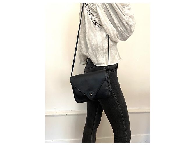 Bolsa de mão Christian Dior em couro azul marinho - vista 7