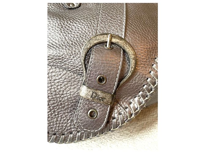 Borsa Dior Gaucho Grigio Metallizzato Pelle Argento - vista 2