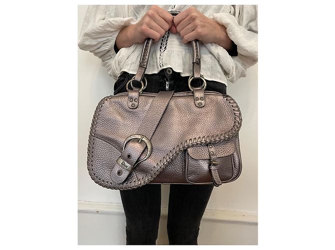 Borsa Dior Gaucho Grigio Metallizzato Pelle Argento - vista 4