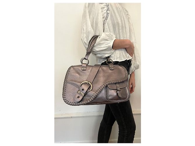Borsa Dior Gaucho Grigio Metallizzato Pelle Argento - vista 5