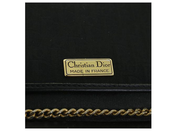 Borsa a tracolla con catena in tela Christian Dior Trotter nera Auth yk8835 - vista 11