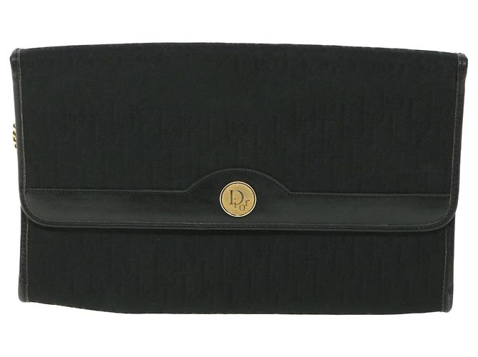 Borsa a tracolla con catena in tela Christian Dior Trotter nera Auth yk8835 - vista 13