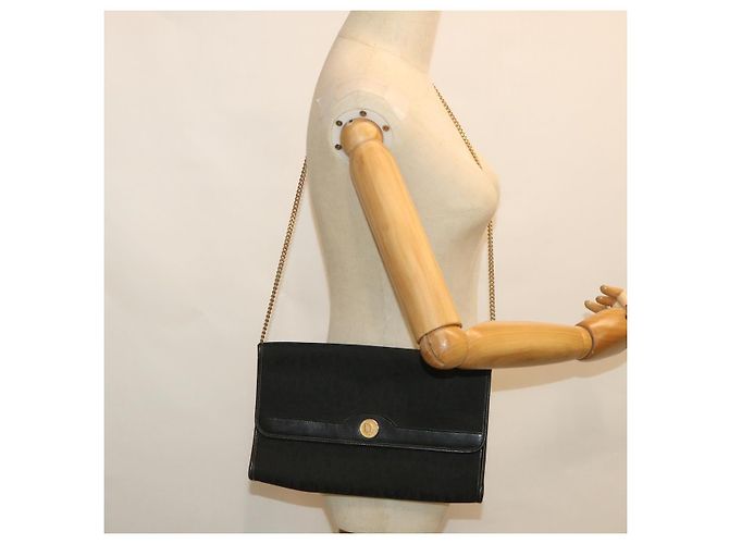 Borsa a tracolla con catena in tela Christian Dior Trotter nera Auth yk8835 - vista 19