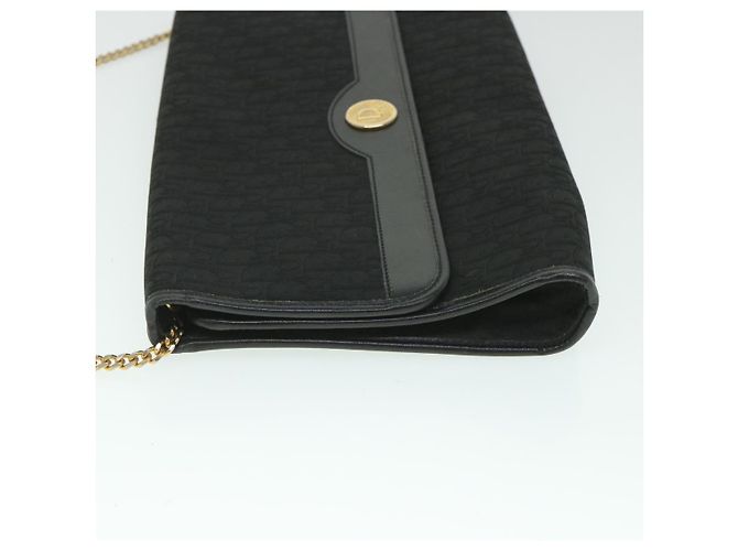 Borsa a tracolla con catena in tela Christian Dior Trotter nera Auth yk8835 - vista 3