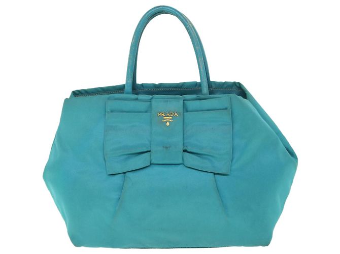 PRADA Borsa a mano Nylon Blu Turchese Auth 56277 - vista 13