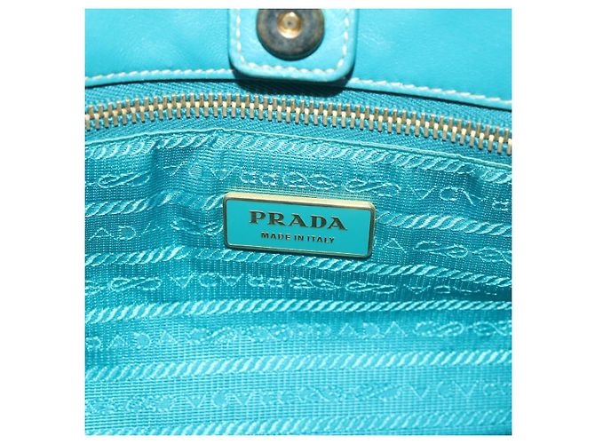 PRADA Borsa a mano Nylon Blu Turchese Auth 56277 - vista 17