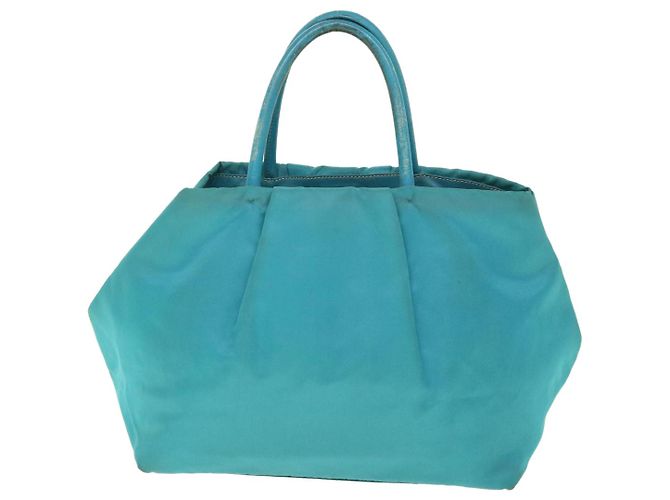 PRADA Borsa a mano Nylon Blu Turchese Auth 56277 - vista 2