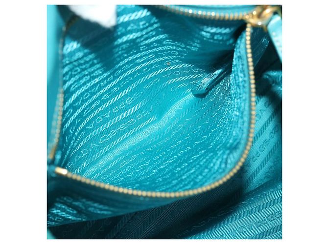 PRADA Borsa a mano Nylon Blu Turchese Auth 56277 - vista 20