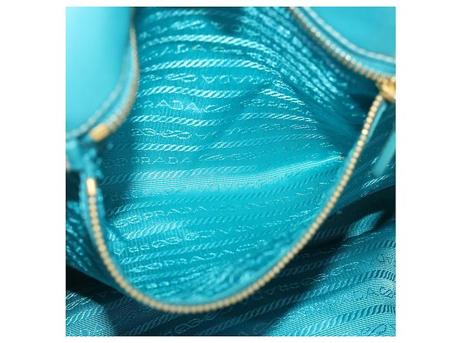 PRADA Borsa a mano Nylon Blu Turchese Auth 56277 - vista 21