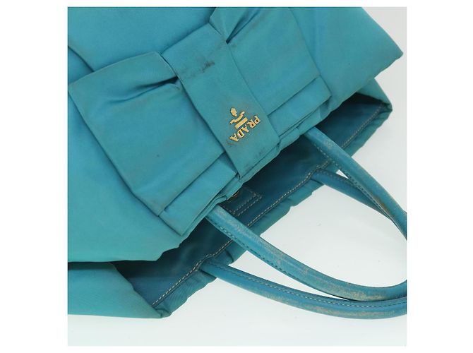 PRADA Borsa a mano Nylon Blu Turchese Auth 56277 - vista 6