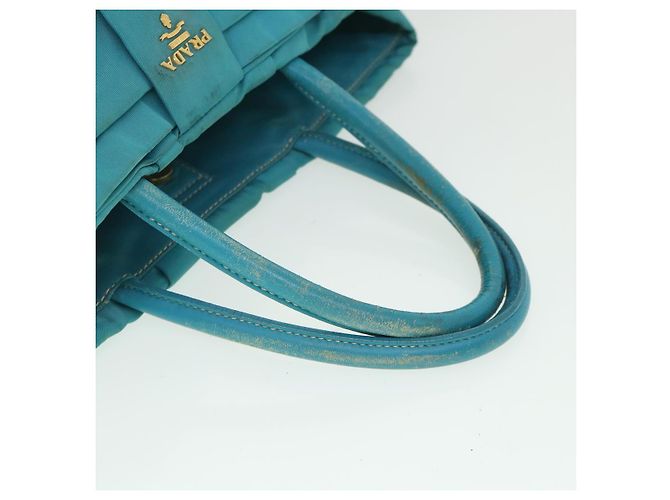 PRADA Borsa a mano Nylon Blu Turchese Auth 56277 - vista 7