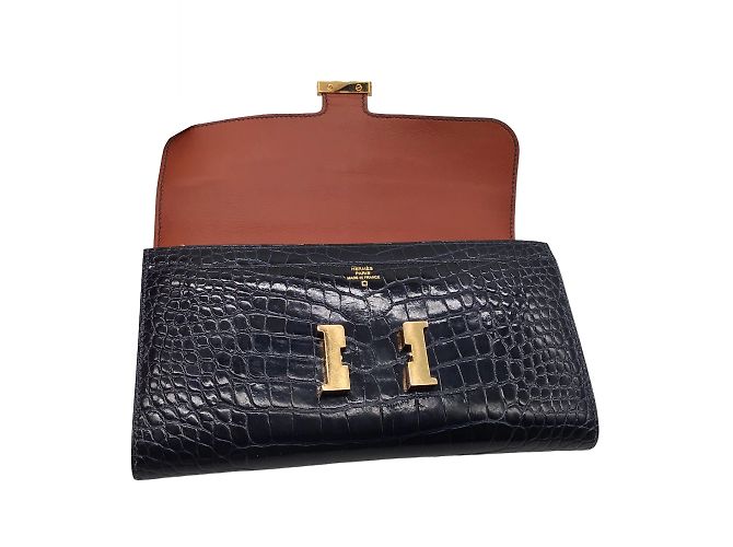 Hermès Hermes Navy Blue Shiny Gator Constance Wallet - view 7