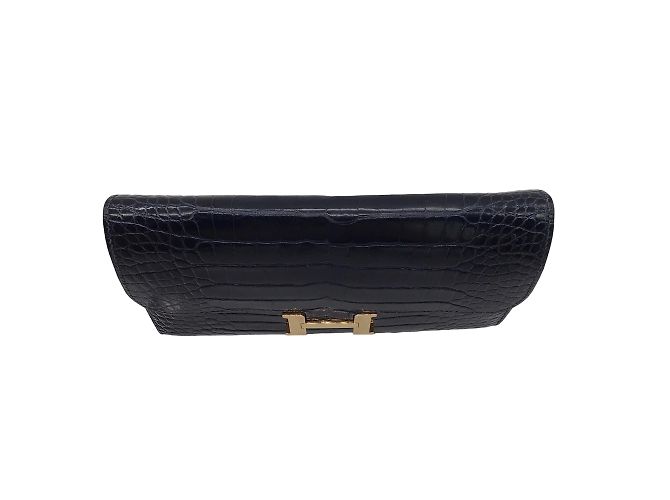 Hermès Hermes Navy Blue Shiny Gator Constance Wallet - view 8