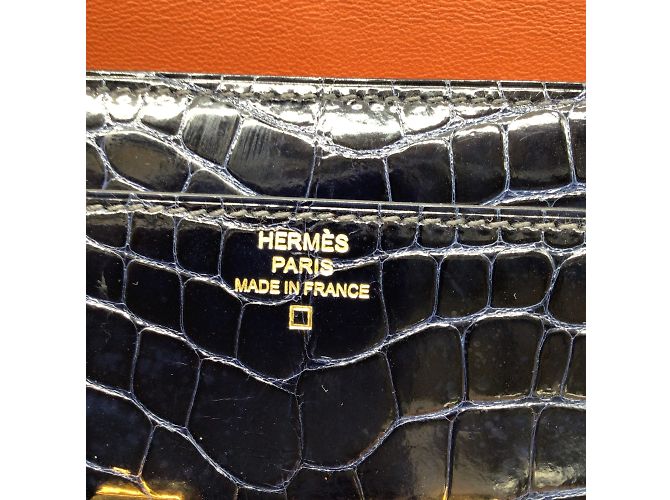 Hermès Hermes Navy Blue Shiny Gator Constance Wallet - view 9
