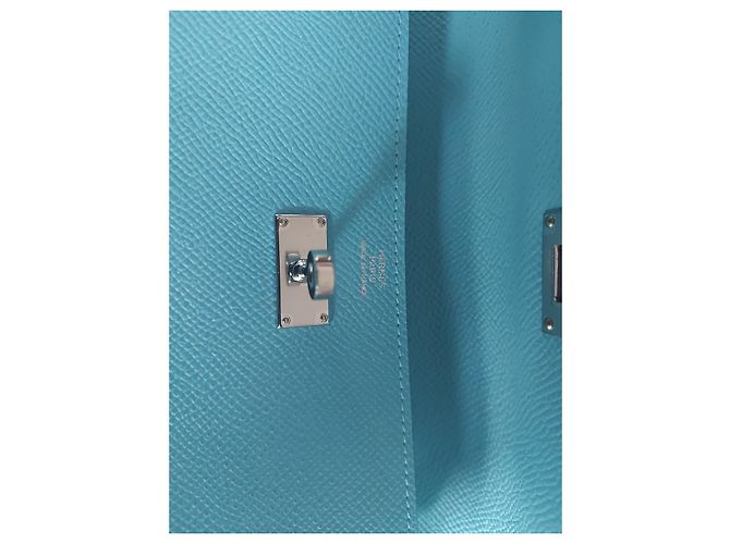 Hermès Kelly Geldbörse Leder Hellblau - Ansicht 3