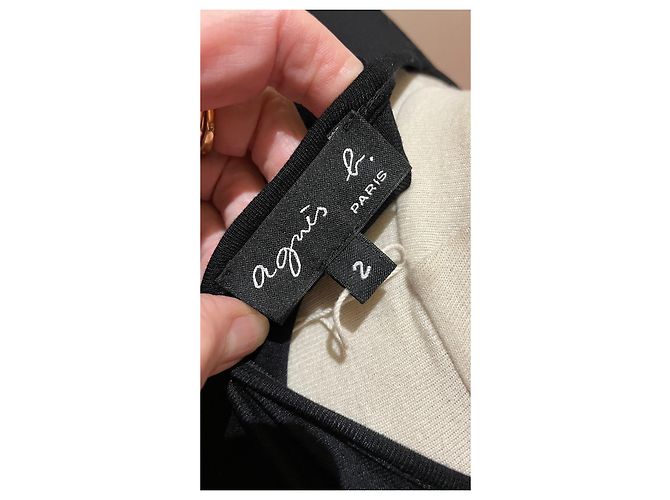 Agnès b. Kleid Schwarz Silberne Streifen Plissee - Ansicht 5