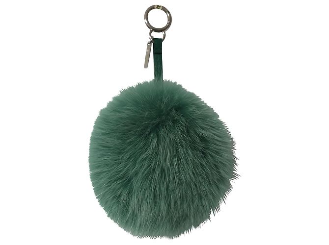 Fendi Initial Pom-Pom Charm en fourrure verte - vue 2