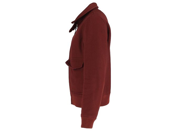 Blouson Bomber Sandro Paris en Laine Rouge - vue 2