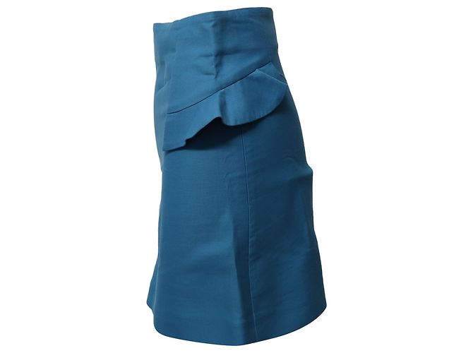 Sandro Minifalda evasé de talle alto Sando Paris en algodón azul - vista 2