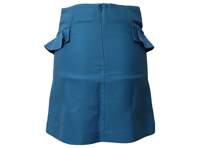 Sandro Minifalda evasé de talle alto Sando Paris en algodón azul - vista 3