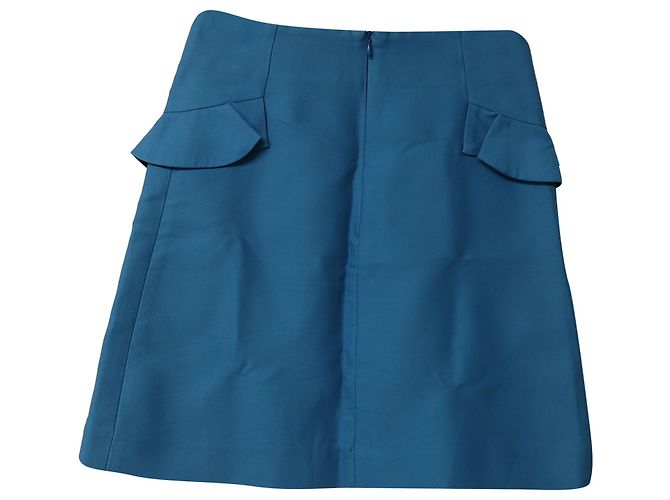 Sandro Minifalda evasé de talle alto Sando Paris en algodón azul - vista 4