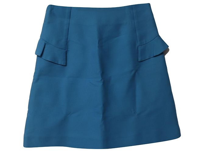 Sandro Minifalda evasé de talle alto Sando Paris en algodón azul - vista 5