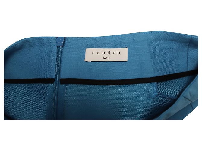 Sandro Minifalda evasé de talle alto Sando Paris en algodón azul - vista 6