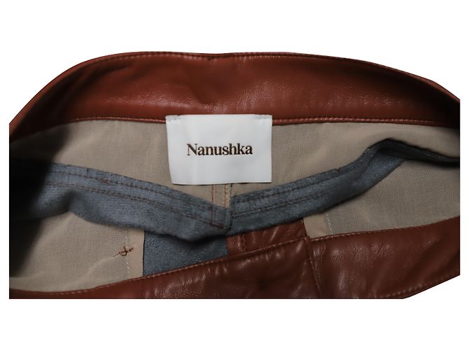 Nanushka High-Waisted Shorts in Brown leather - view 3