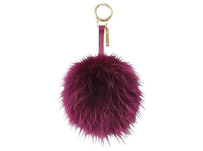 Fendi Pom Pom Bag Charm en fourrure violette - vue 3