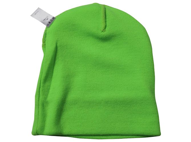 Berretto Supreme con logo grande in cotone verde neon - vista 4