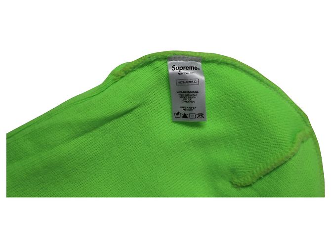 Berretto Supreme con logo grande in cotone verde neon - vista 6