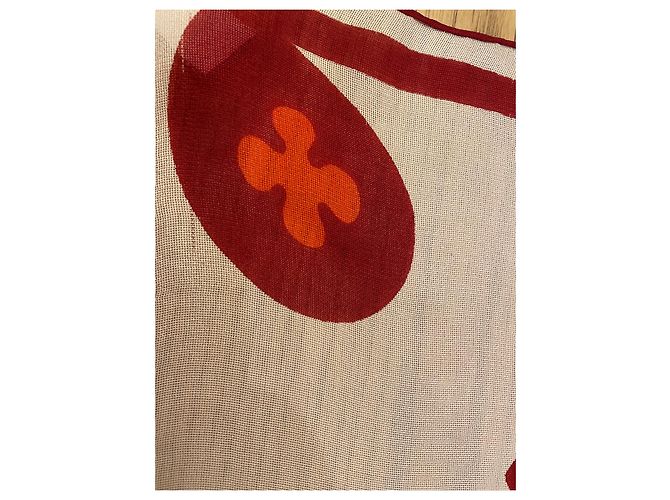Sciarpa sublime 60s Pierre Cardin seta selvaggia motivi geometrici multicolori Rosso Beige Arancione Porpora - vista 4