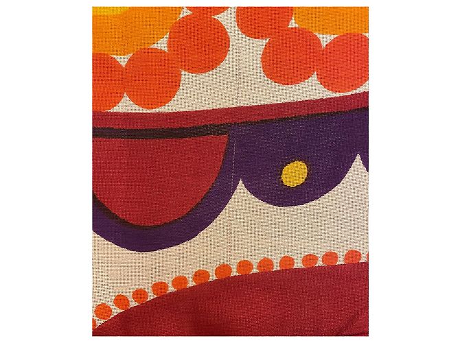 Sciarpa sublime 60s Pierre Cardin seta selvaggia motivi geometrici multicolori Rosso Beige Arancione Porpora - vista 5