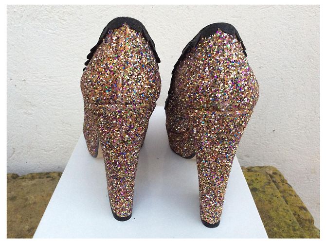 Manoush Keilschuhe mit Plateau in Gold Glitzer - Ansicht 3