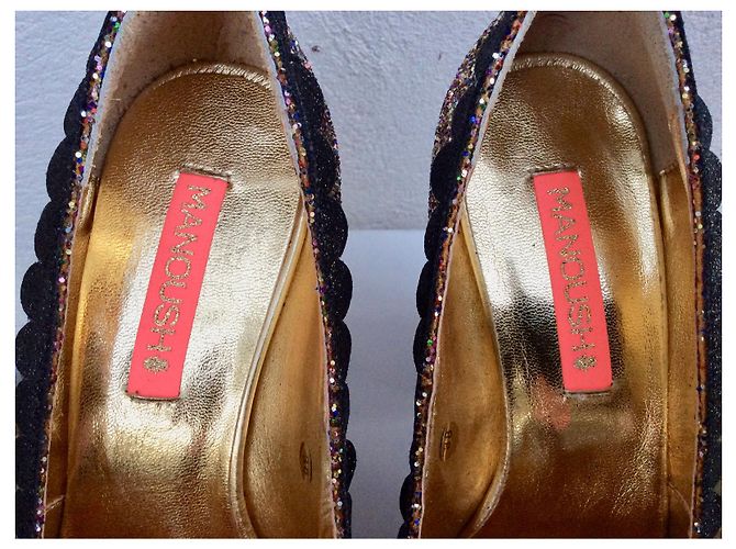 Manoush Keilschuhe mit Plateau in Gold Glitzer - Ansicht 4