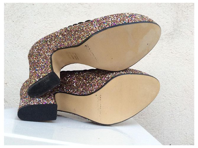 Manoush Keilschuhe mit Plateau in Gold Glitzer - Ansicht 5