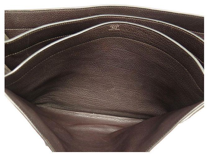 Hermès BORSA HERMES SAC A DEPECHES foderata CHIUSURA BORSA CARTELLA CLEMENCE Marrone - vista 6