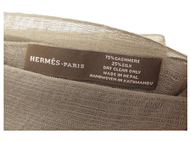 Plume Stola di piume Hermès 210X100SCIARPA CM IN CASHMERE E SETA TORTORA Taupe - vista 3