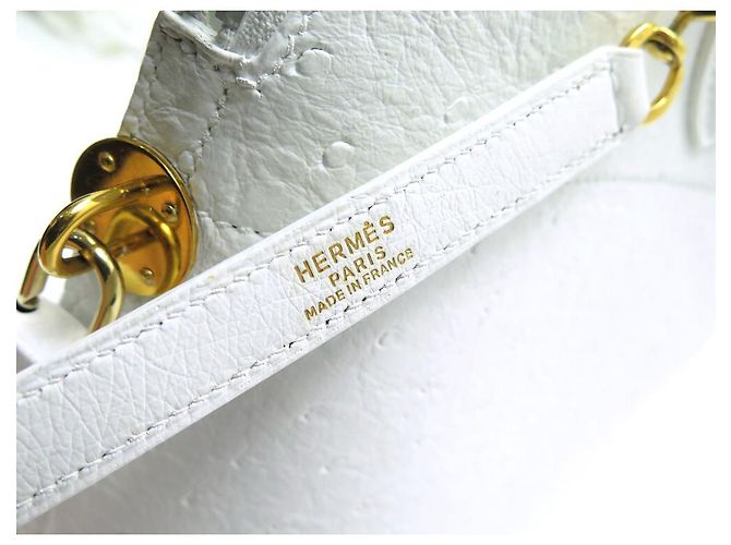 Hermès BORSA A MANO HERMES BOLIDE 35 BORSA A MANO IN PELLE DI STRUZZO BIANCA CM Bianco - vista 19