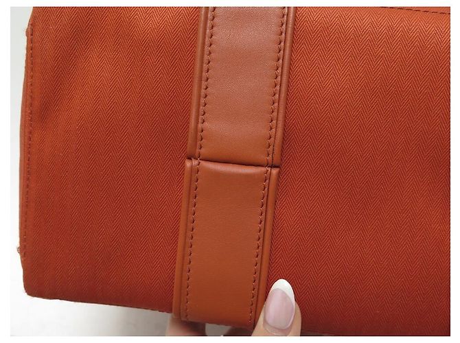 Hermès NUOVA BORSA A MANO HERMES ACAPULCO PM CABAS IN TELA E PELLE ROSSO MATTONE - vista 11